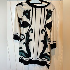 EVA VARRO Ladies Women’s Size XS Black White & Blue Floral Long Sleeve L…